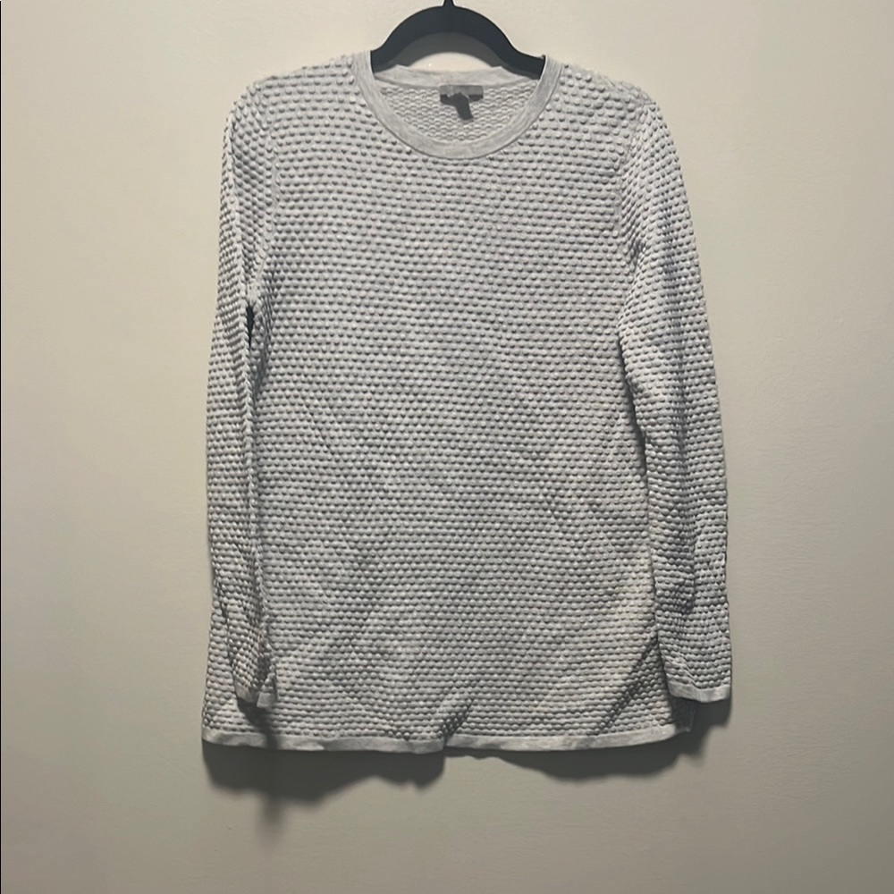 COS Gray Bubble Textured Knit Sweater/Long Sleeve Shirt, Cotton, Size S
